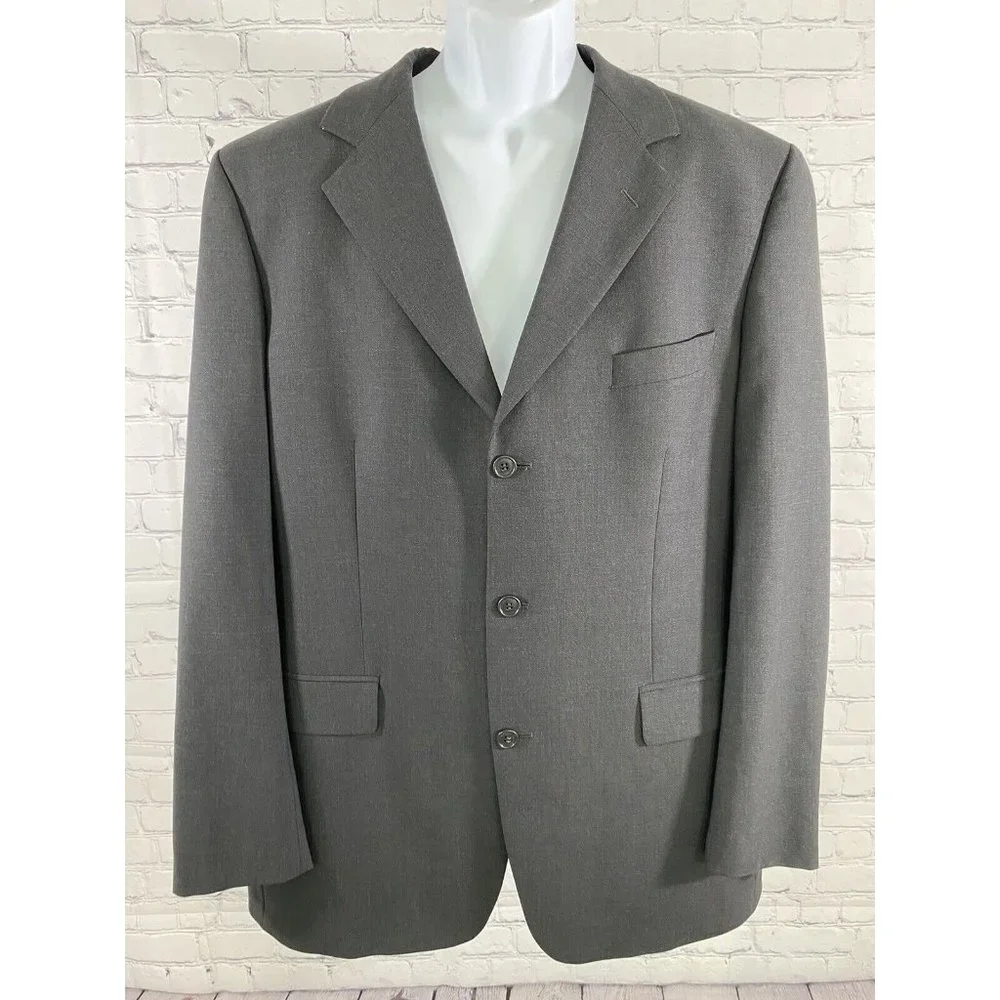 Brooks Brothers Brooksease Gray 3 Button Wool Jacket Blazer Sport Coat 43L